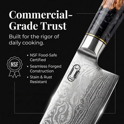 Tidal Black - 7" Nakiri Knife - Damascus