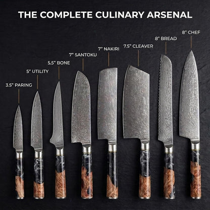 Tidal Black - 7" Nakiri Knife - Damascus