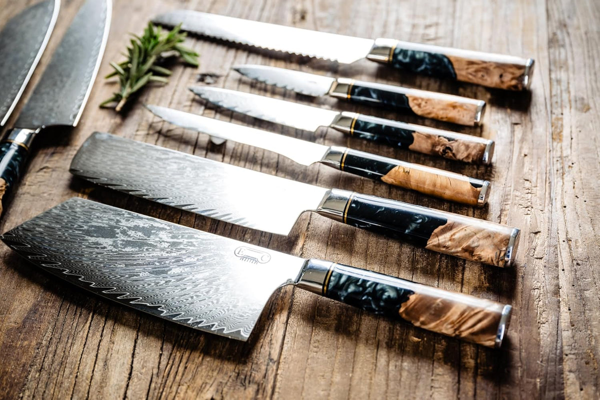 Tidal Black - 7" Nakiri Knife - Damascus