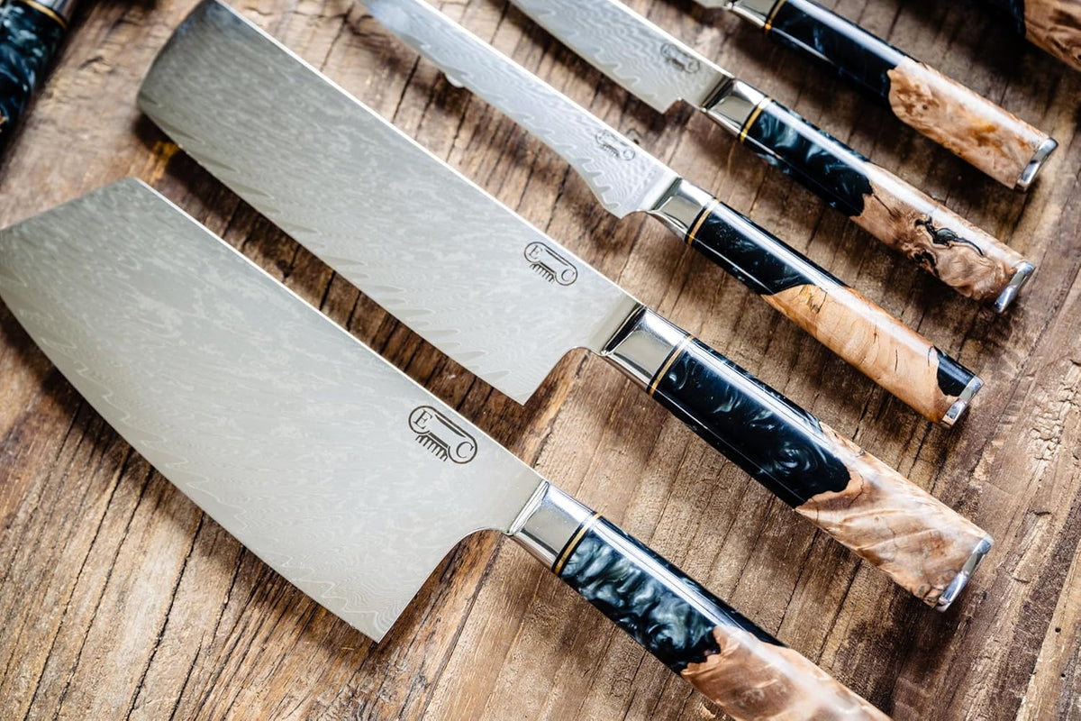 Tidal Black - 7" Nakiri Knife - Damascus