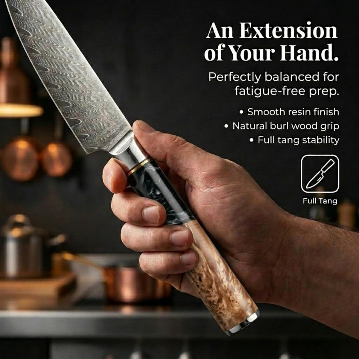 Tidal Black - 7" Nakiri Knife - Damascus