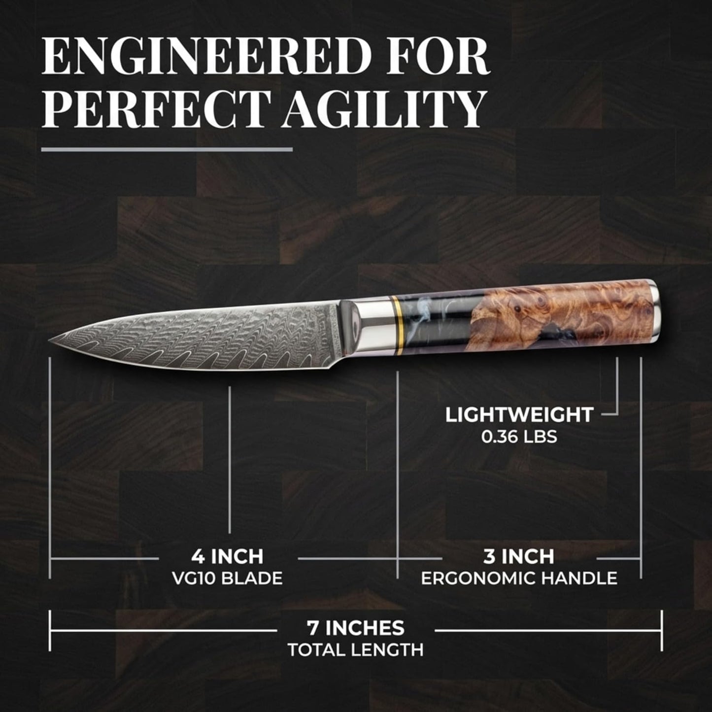 Tidal Black - 7" Nakiri Knife - Damascus