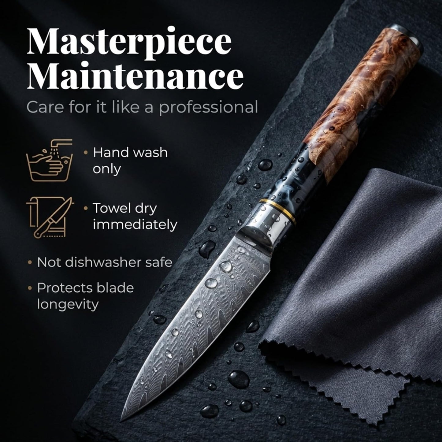 Tidal Black - 7" Nakiri Knife - Damascus