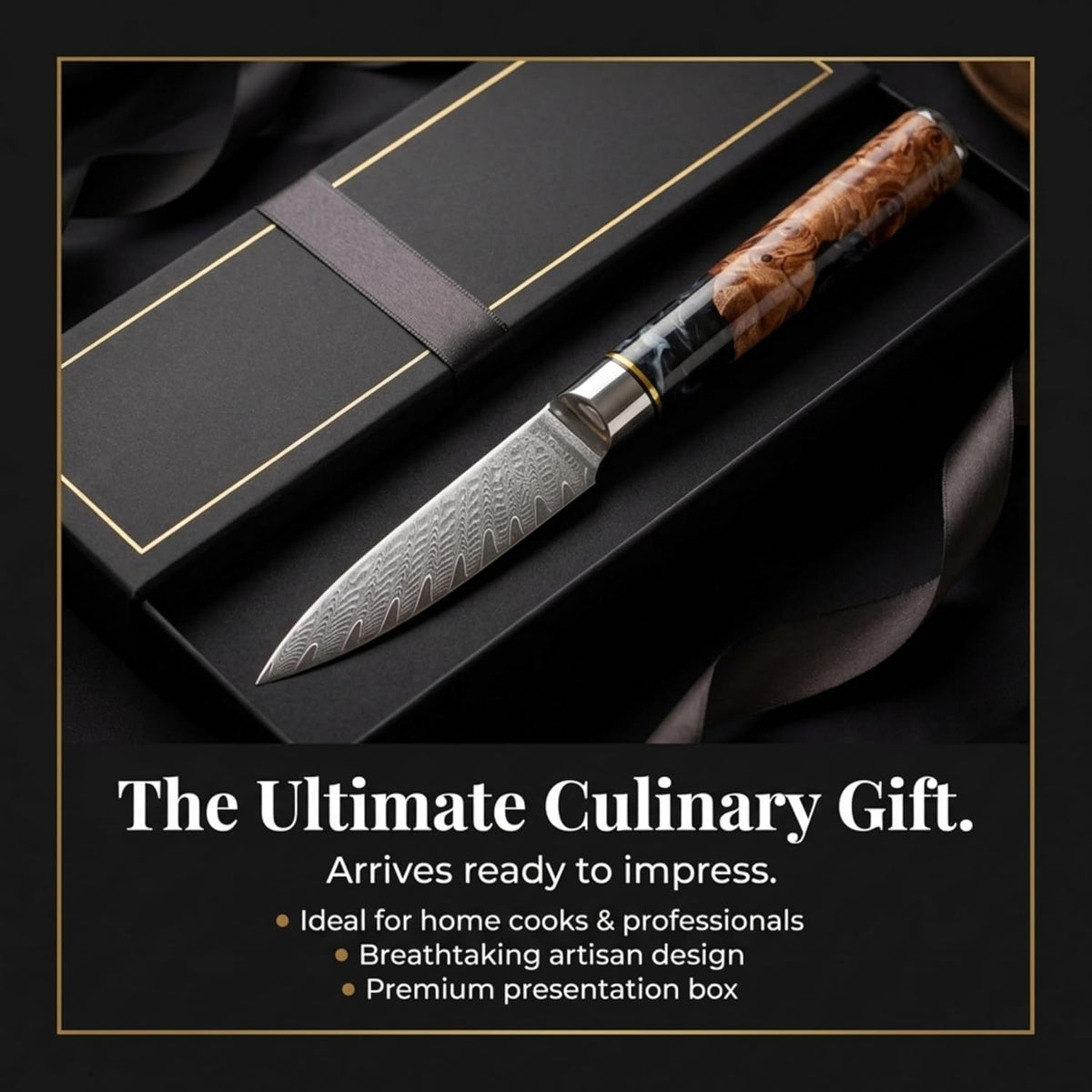 Tidal Black - 7" Nakiri Knife - Damascus