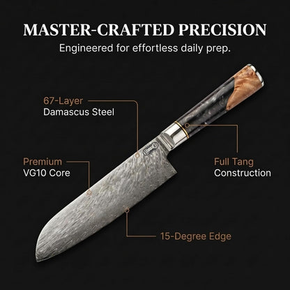 Tidal Black - 7" Nakiri Knife - Damascus