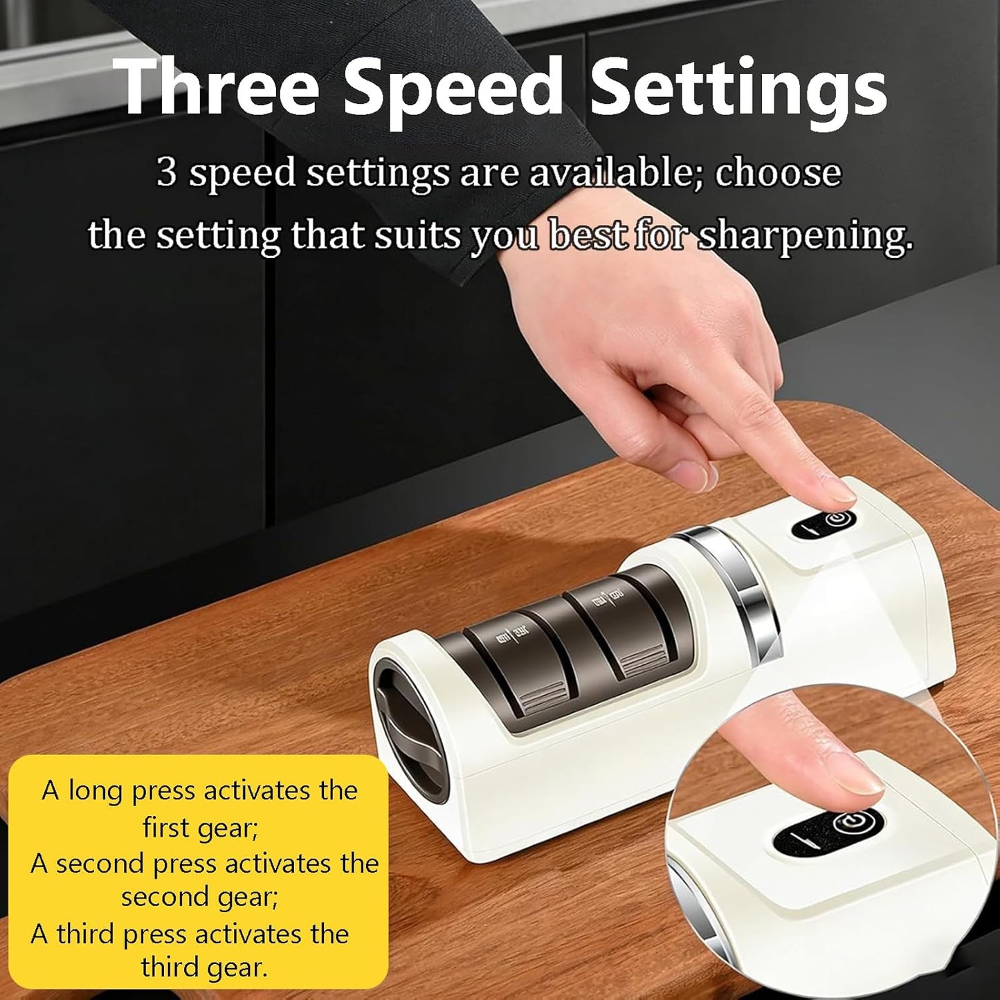 Rechargeable Electric Knife Sharpener with 2-Stage Diamond Abrasives, Portable Home Use Knife Sharpener Electric for Kitchen, Fruit, Chef & All-Purpose Knives