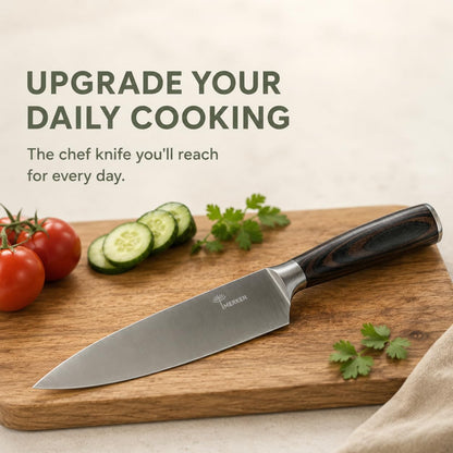 Kitchen Knife Set High-Carbon 5Cr15MoV Stainless Steel Blades with Pakkawood Handles – Professional Chef, Santoku, Bread, Utility & Paring Knives for Home Cooking – Gift Box Included