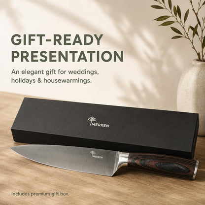 Kitchen Knife Set High-Carbon 5Cr15MoV Stainless Steel Blades with Pakkawood Handles – Professional Chef, Santoku, Bread, Utility & Paring Knives for Home Cooking – Gift Box Included