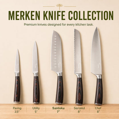 Kitchen Knife Set High-Carbon 5Cr15MoV Stainless Steel Blades with Pakkawood Handles – Professional Chef, Santoku, Bread, Utility & Paring Knives for Home Cooking – Gift Box Included