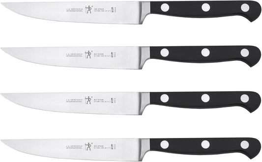 Classic Steak Knives Set of 4, Razor-Sharp, German Engineered | Fully Forged Construction Provides Balance with Traditional Triple-Rivet Handles Enables Comfortable Easy Cutting.