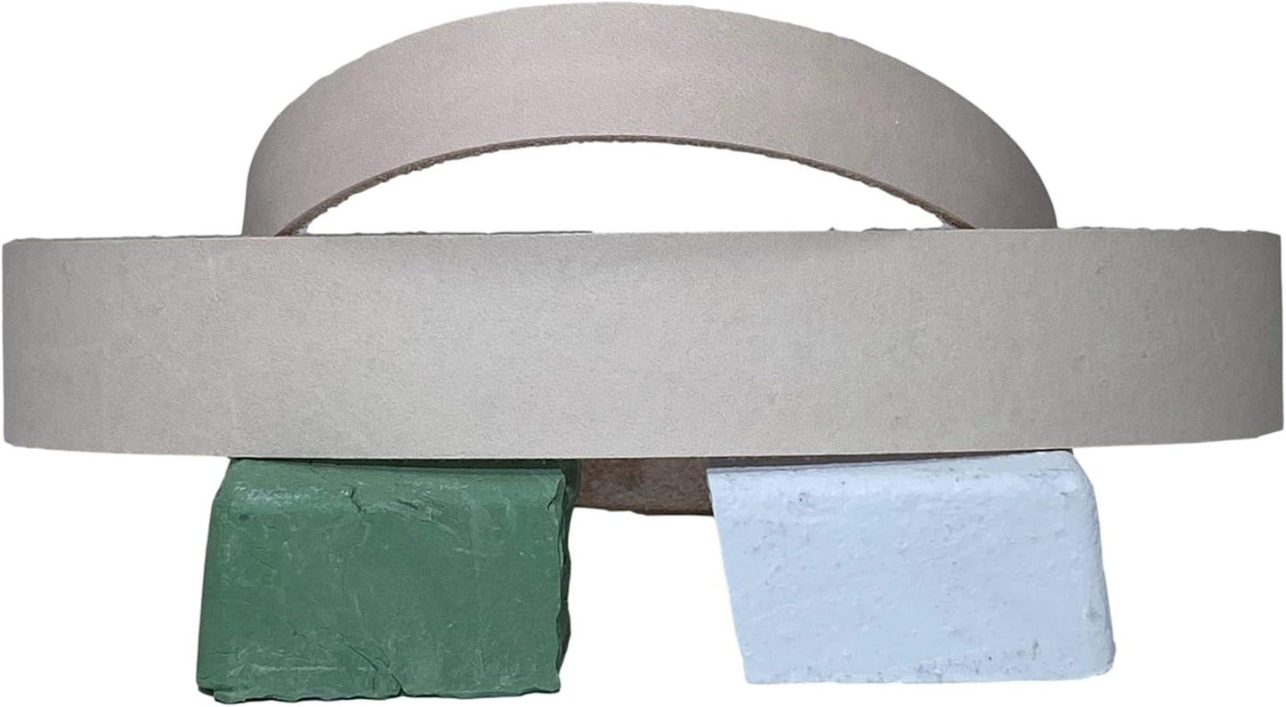 3/4" x 12" and 1" x 18" Leather Strop Combo Pack - Fits Ken Onion Worksharp WSKTSKO and Ken Onion Blade Grinder Attachment WSSO81112. Green and White Compounds Included