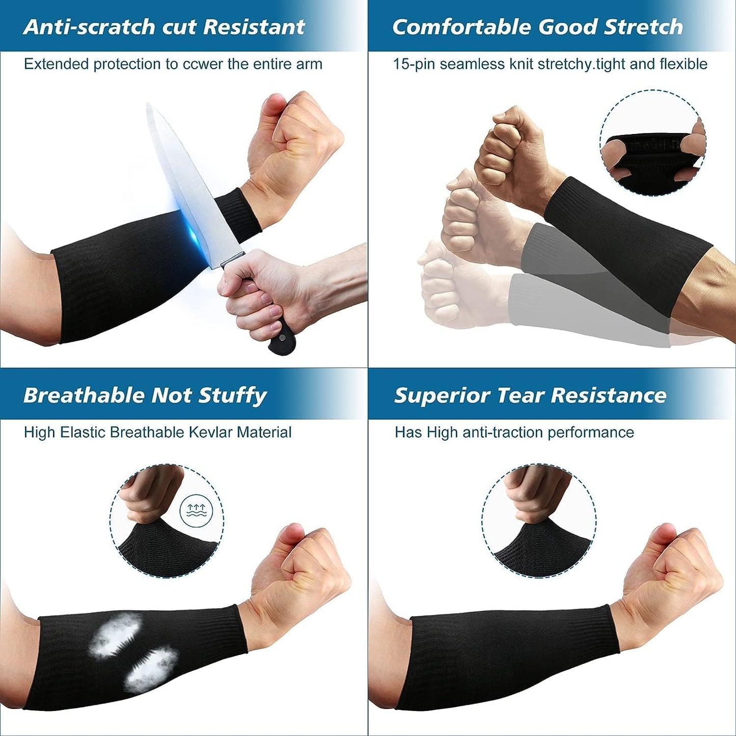 Protective Arm Sleeves, Cut Heat Resistant Arm Protectors Anti Abrasion Safety Armband for Garden Kitchen Work 1 Pair (Gray)