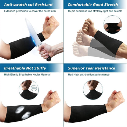 Protective Arm Sleeves, Cut Heat Resistant Arm Protectors Anti Abrasion Safety Armband for Garden Kitchen Work 1 Pair (Gray)
