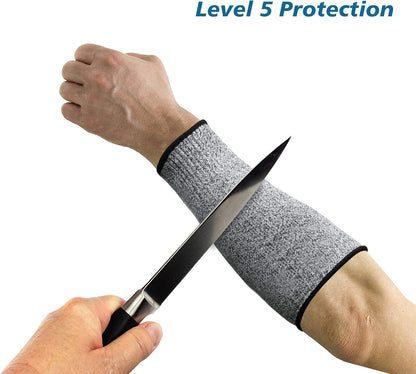 Protective Arm Sleeves, Cut Heat Resistant Arm Protectors Anti Abrasion Safety Armband for Garden Kitchen Work 1 Pair (Gray)