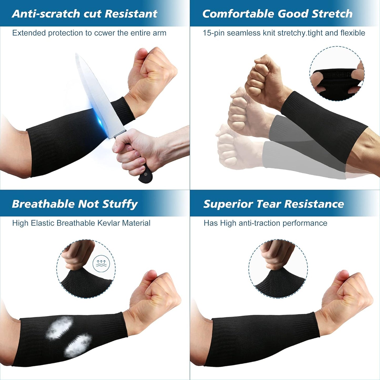 Protective Arm Sleeves, Cut Heat Resistant Arm Protectors Anti Abrasion Safety Armband for Garden Kitchen Work 1 Pair (Gray)