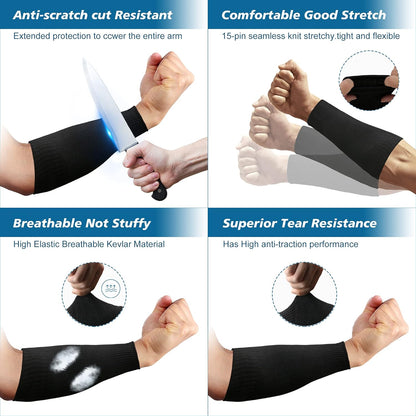 Protective Arm Sleeves, Cut Heat Resistant Arm Protectors Anti Abrasion Safety Armband for Garden Kitchen Work 1 Pair (Gray)