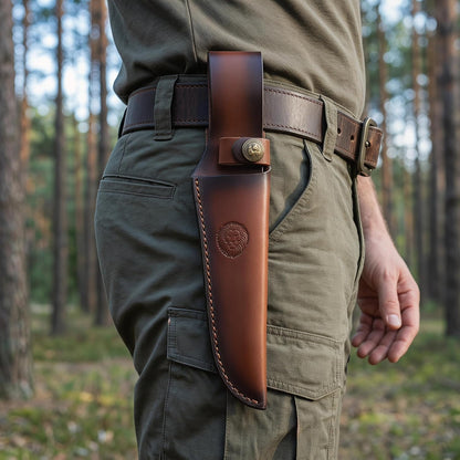 Leather Knife Sheath for Belt | Fixed Blade Hunting Knife Sheath Fits up to 6.5 Inch Blade | Brown Leather Sheath Holster for Outdoor Hunting & EDC