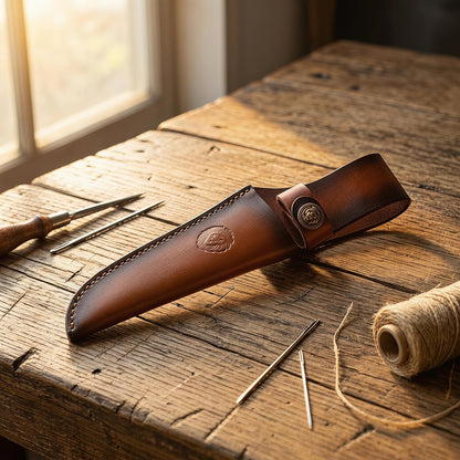 Leather Knife Sheath for Belt | Fixed Blade Hunting Knife Sheath Fits up to 6.5 Inch Blade | Brown Leather Sheath Holster for Outdoor Hunting & EDC