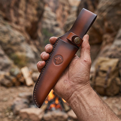 Leather Knife Sheath for Belt | Fixed Blade Hunting Knife Sheath Fits up to 6.5 Inch Blade | Brown Leather Sheath Holster for Outdoor Hunting & EDC