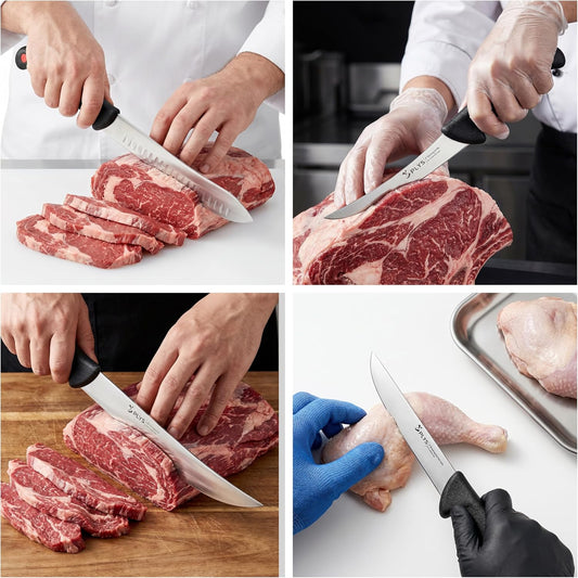 Plys From Prep to Plate: The 7-Piece Butcher Knife Set for Complete Meat & BBQ Mastery Featuring 10" Butcher, 6" Boning/Skinning/Fillet, and 8"/10" Slicing Knives in 4Cr13Mov Steel.