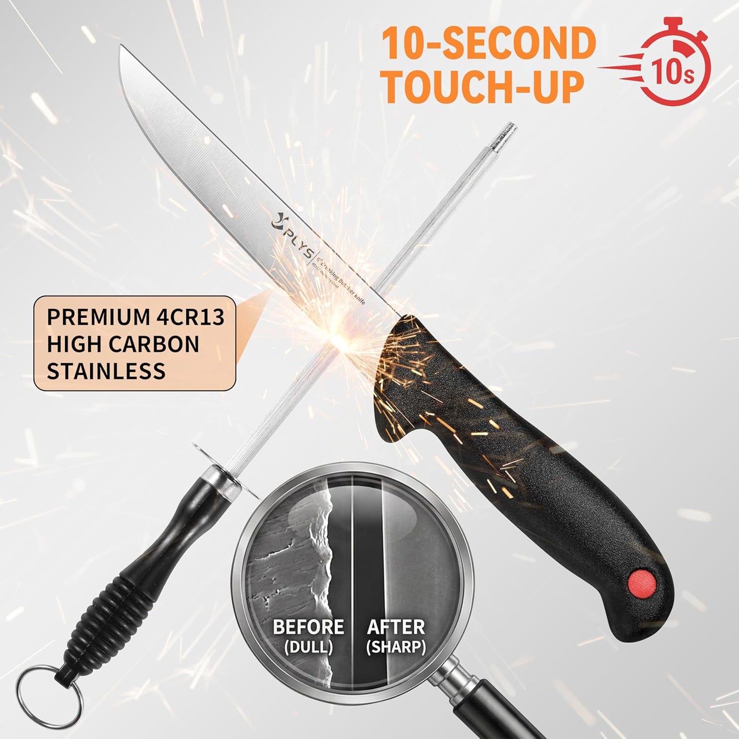 Plys From Prep to Plate: The 7-Piece Butcher Knife Set for Complete Meat & BBQ Mastery Featuring 10" Butcher, 6" Boning/Skinning/Fillet, and 8"/10" Slicing Knives in 4Cr13Mov Steel.