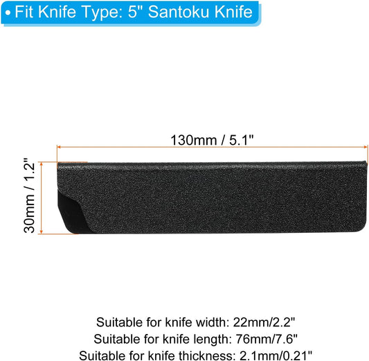 ABS Knife Cover Sleeves for 5" Santoku Knife, 6 Pack Knife Guard Blade Protector Universal Knife Sheath for Home Kitchen, Black