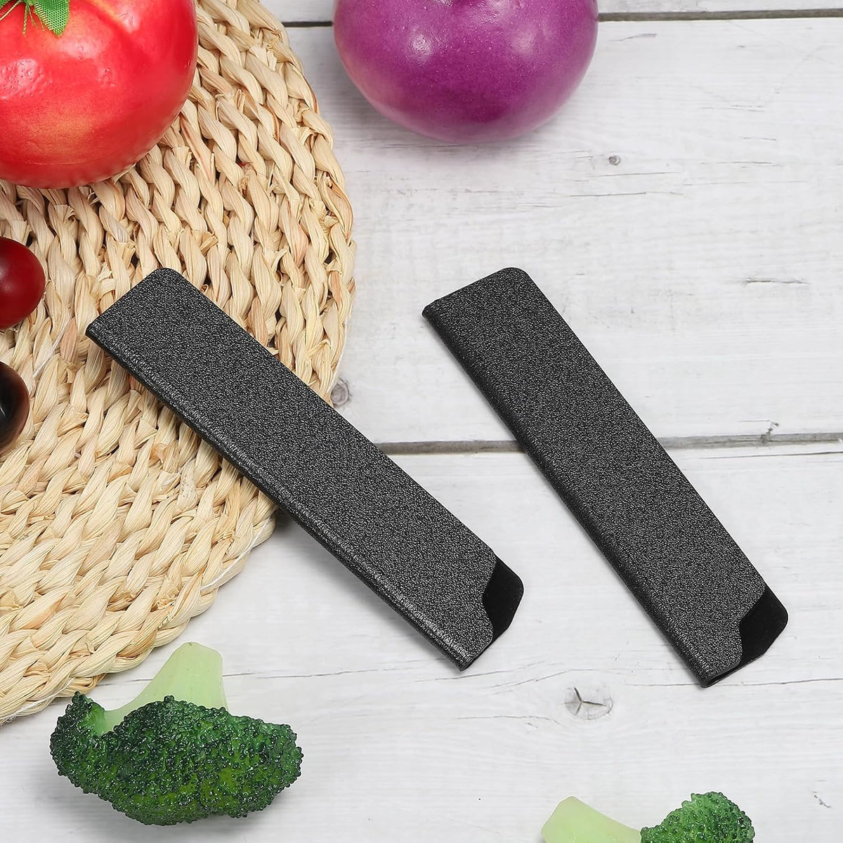ABS Knife Cover Sleeves for 5" Santoku Knife, 6 Pack Knife Guard Blade Protector Universal Knife Sheath for Home Kitchen, Black