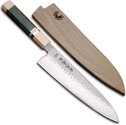 Yoshihiro Hammered SG2 (R-2) Powdered Stainless Steel Gyuto Chef Knife with Alternative Ivory Handle 225mm 8.5''