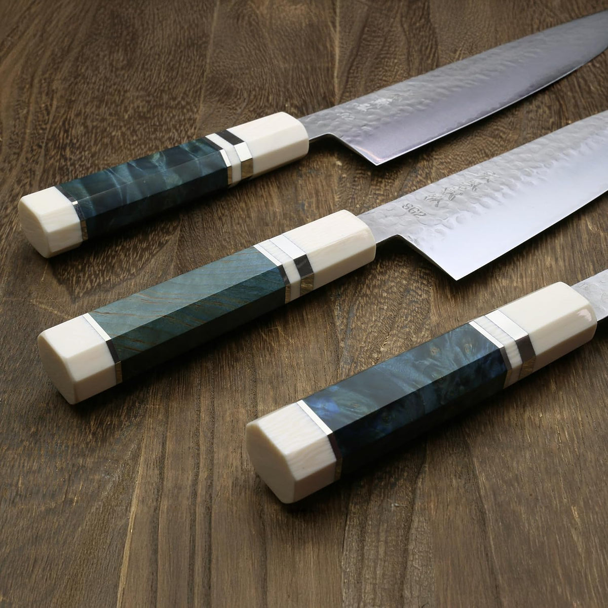 Yoshihiro Hammered SG2 (R-2) Powdered Stainless Steel Gyuto Chef Knife with Alternative Ivory Handle 225mm 8.5''