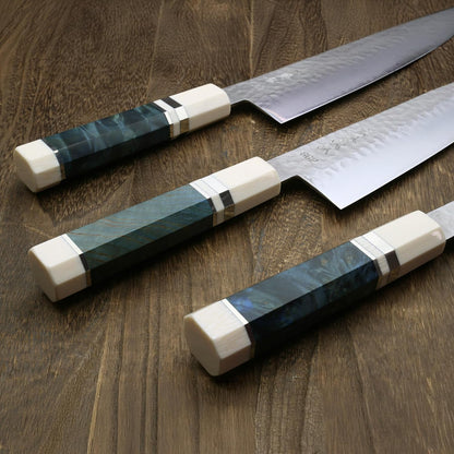 Yoshihiro Hammered SG2 (R-2) Powdered Stainless Steel Gyuto Chef Knife with Alternative Ivory Handle 225mm 8.5''