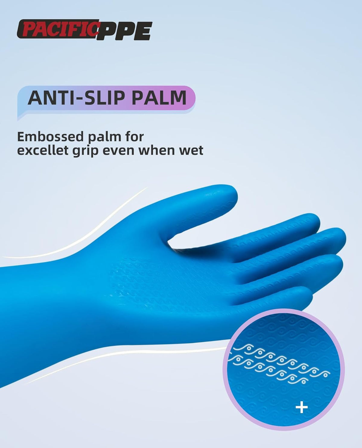 4 Pairs Reusable Dishwashing Cleaning Gloves with Latex Free, Cotton Lining, Kitchen Gloves, Blue, Large