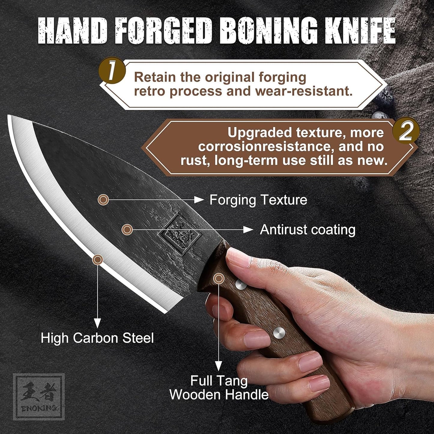 6.1 Inch Meat Cleaver Knife with Sheath, Hand Forged Butcher Knife for Meat Cutting, Full Tang Chef Knife for Kitchen, Outdoor Cooking, Camping, BBQ, with Gift Box