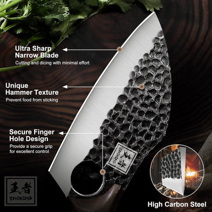 6.1 Inch Meat Cleaver Knife with Sheath, Hand Forged Butcher Knife for Meat Cutting, Full Tang Chef Knife for Kitchen, Outdoor Cooking, Camping, BBQ, with Gift Box