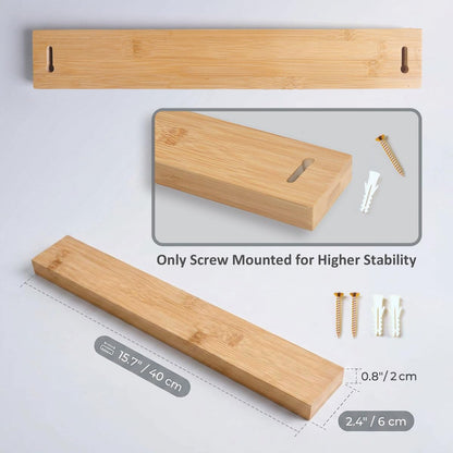 Bamboo Knife Magnetic Strip, Magnetic Knife Holder for Wall, Magnetic Knife Block, Magnetic Tool Holder - Strong Magnet Kitchen Organizer for Knives, Utensils & Metal Tools