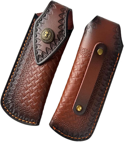 Folding Knife Sheath，2.3/6.3" Leather Pocket Knife Sheaths for Belt, Loop Portable Folding Knife Sheath for Camping Hunting Jungle Exploration
