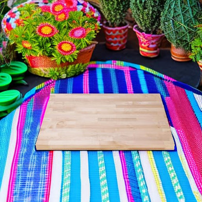 Solid Wood Table Top - 24 x 24 Butcher Block Countertop - Natural Maple Slab Wood Cutting Board for Kitchen Workbench Desk Top, Large Charcuterie Boards Counter Round Chopping Wooden Bamboo