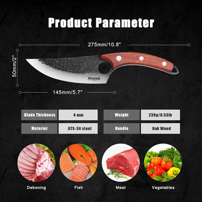Huusk Kitchen Knife Set with Block & Built-in Sharpener - 14 pcs | Japanese Stainless Steel Knife Block Set, Sharp Chef Knife Set with Scissors, Ergonomic Handle, Gifts for Men Women