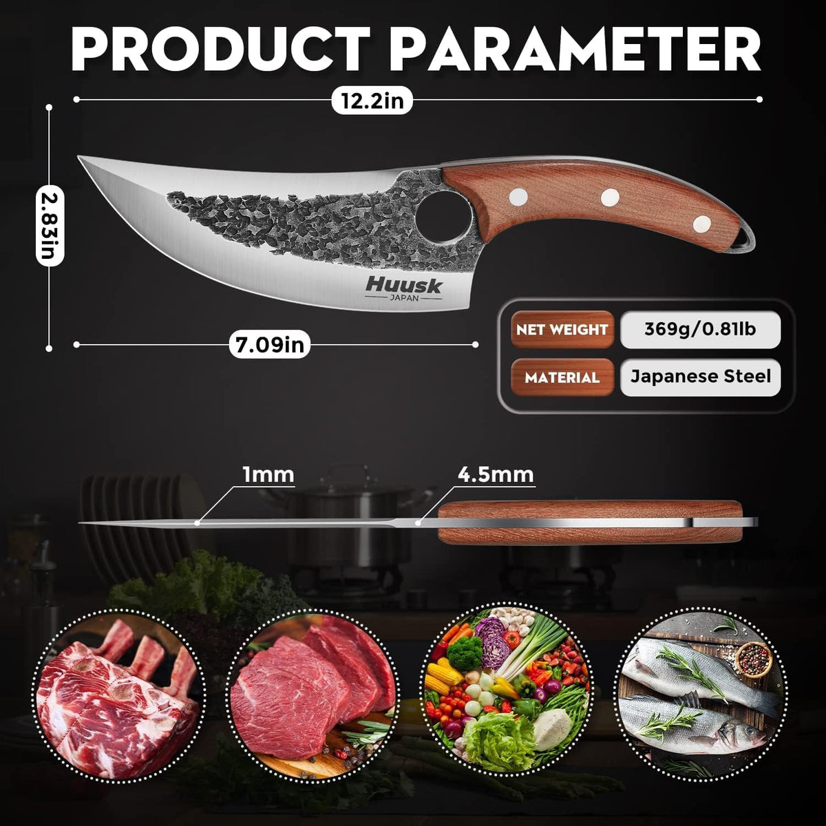 Huusk Kitchen Knife Set with Block & Built-in Sharpener - 14 pcs | Japanese Stainless Steel Knife Block Set, Sharp Chef Knife Set with Scissors, Ergonomic Handle, Gifts for Men Women