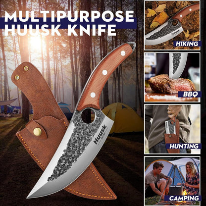 Huusk Kitchen Knife Set with Block & Built-in Sharpener - 14 pcs | Japanese Stainless Steel Knife Block Set, Sharp Chef Knife Set with Scissors, Ergonomic Handle, Gifts for Men Women
