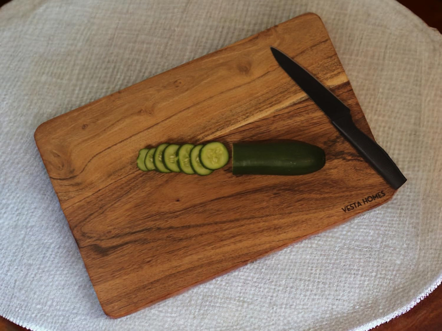Wooden Cutting Board for Kitchen/Chopping, Serving Board, Platter for Vegetables, Fruits, Cheese and Charcuterie | Natural Acacia Wood |15 * 10 Inches | Handcrafted in India