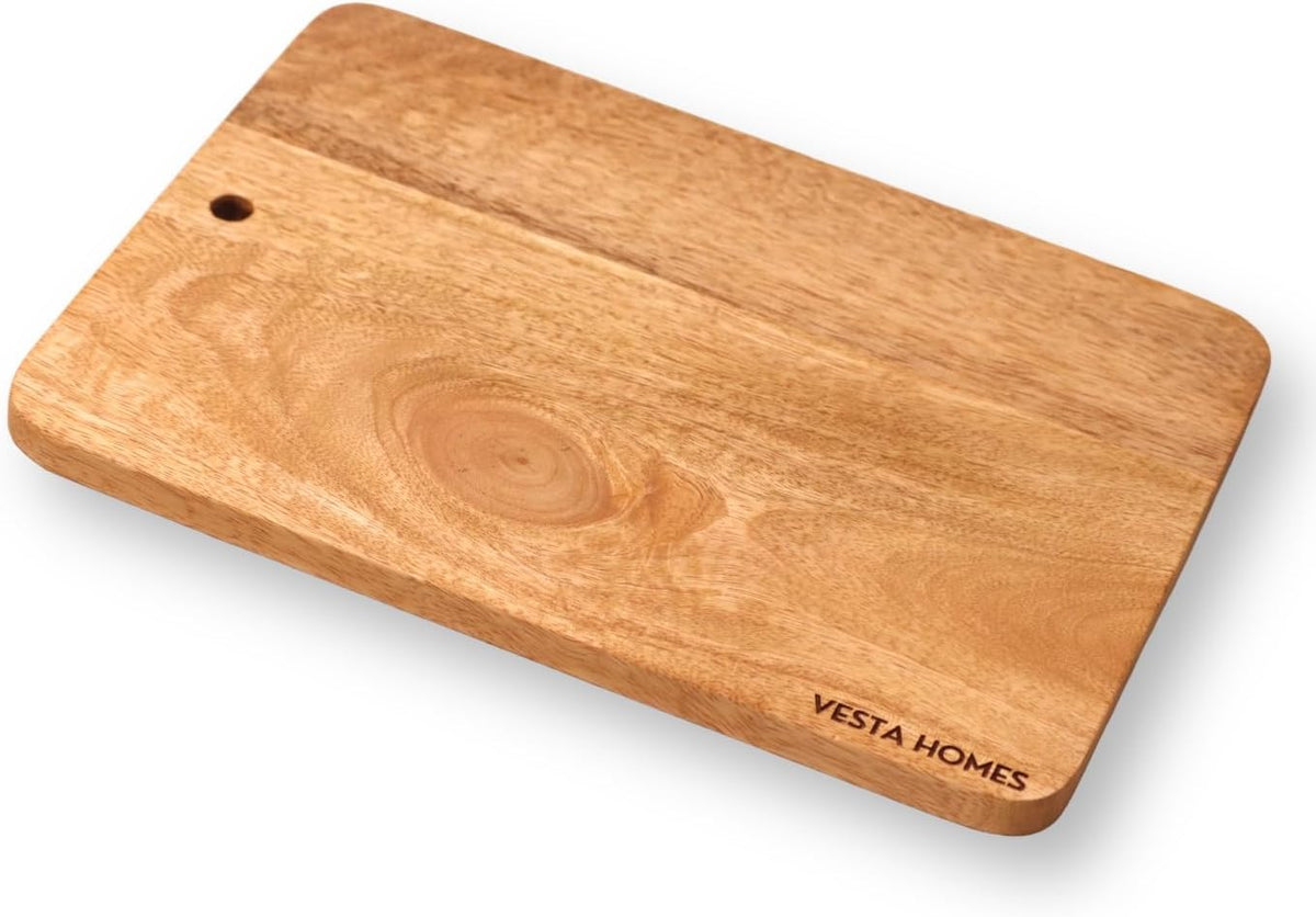 Wooden Cutting Board for Kitchen/Chopping, Serving Board, Platter for Vegetables, Fruits, Cheese and Charcuterie | Natural Acacia Wood |15 * 10 Inches | Handcrafted in India