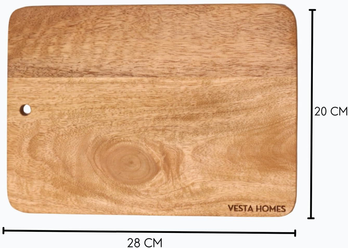 Wooden Cutting Board for Kitchen/Chopping, Serving Board, Platter for Vegetables, Fruits, Cheese and Charcuterie | Natural Acacia Wood |15 * 10 Inches | Handcrafted in India