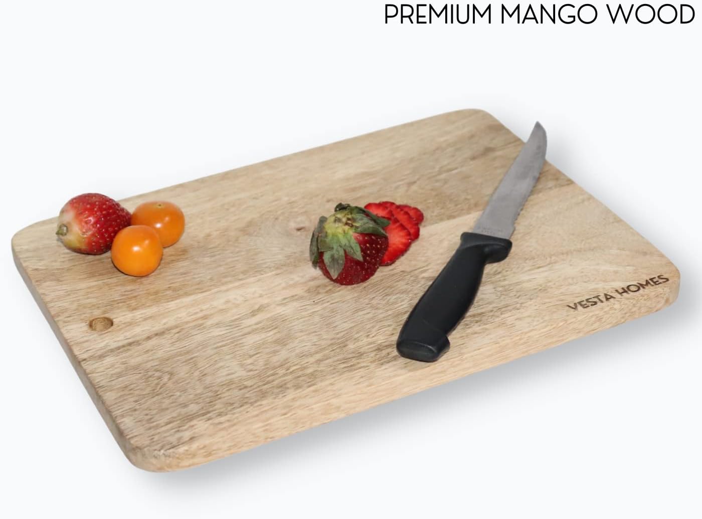Wooden Cutting Board for Kitchen/Chopping, Serving Board, Platter for Vegetables, Fruits, Cheese and Charcuterie | Natural Acacia Wood |15 * 10 Inches | Handcrafted in India