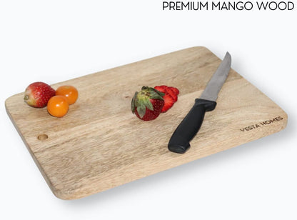 Wooden Cutting Board for Kitchen/Chopping, Serving Board, Platter for Vegetables, Fruits, Cheese and Charcuterie | Natural Acacia Wood |15 * 10 Inches | Handcrafted in India