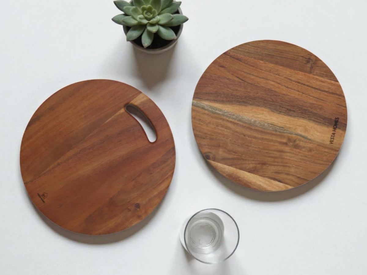 Wooden Cutting Board for Kitchen/Chopping, Serving Board, Platter for Vegetables, Fruits, Cheese and Charcuterie | Natural Acacia Wood |15 * 10 Inches | Handcrafted in India