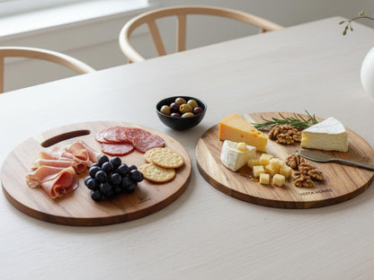 Wooden Cutting Board for Kitchen/Chopping, Serving Board, Platter for Vegetables, Fruits, Cheese and Charcuterie | Natural Acacia Wood |15 * 10 Inches | Handcrafted in India