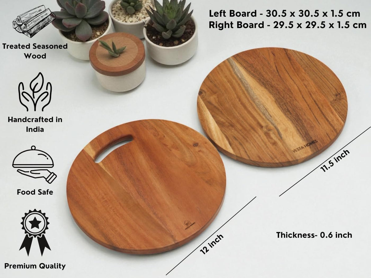 Wooden Cutting Board for Kitchen/Chopping, Serving Board, Platter for Vegetables, Fruits, Cheese and Charcuterie | Natural Acacia Wood |15 * 10 Inches | Handcrafted in India