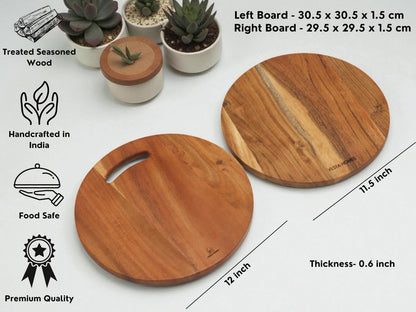 Wooden Cutting Board for Kitchen/Chopping, Serving Board, Platter for Vegetables, Fruits, Cheese and Charcuterie | Natural Acacia Wood |15 * 10 Inches | Handcrafted in India