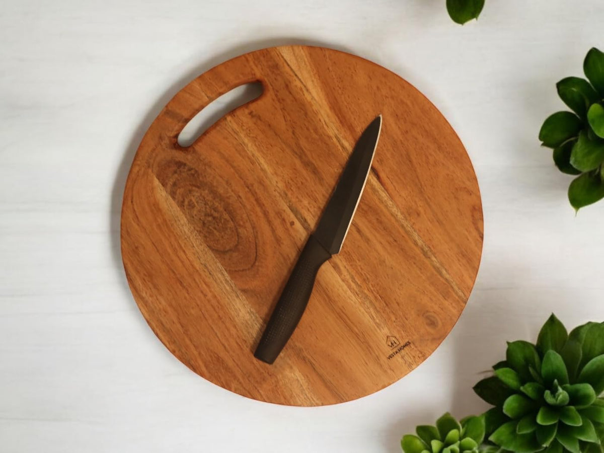 Wooden Cutting Board for Kitchen/Chopping, Serving Board, Platter for Vegetables, Fruits, Cheese and Charcuterie | Natural Acacia Wood |15 * 10 Inches | Handcrafted in India