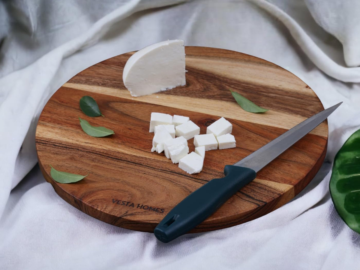 Wooden Cutting Board for Kitchen/Chopping, Serving Board, Platter for Vegetables, Fruits, Cheese and Charcuterie | Natural Acacia Wood |15 * 10 Inches | Handcrafted in India